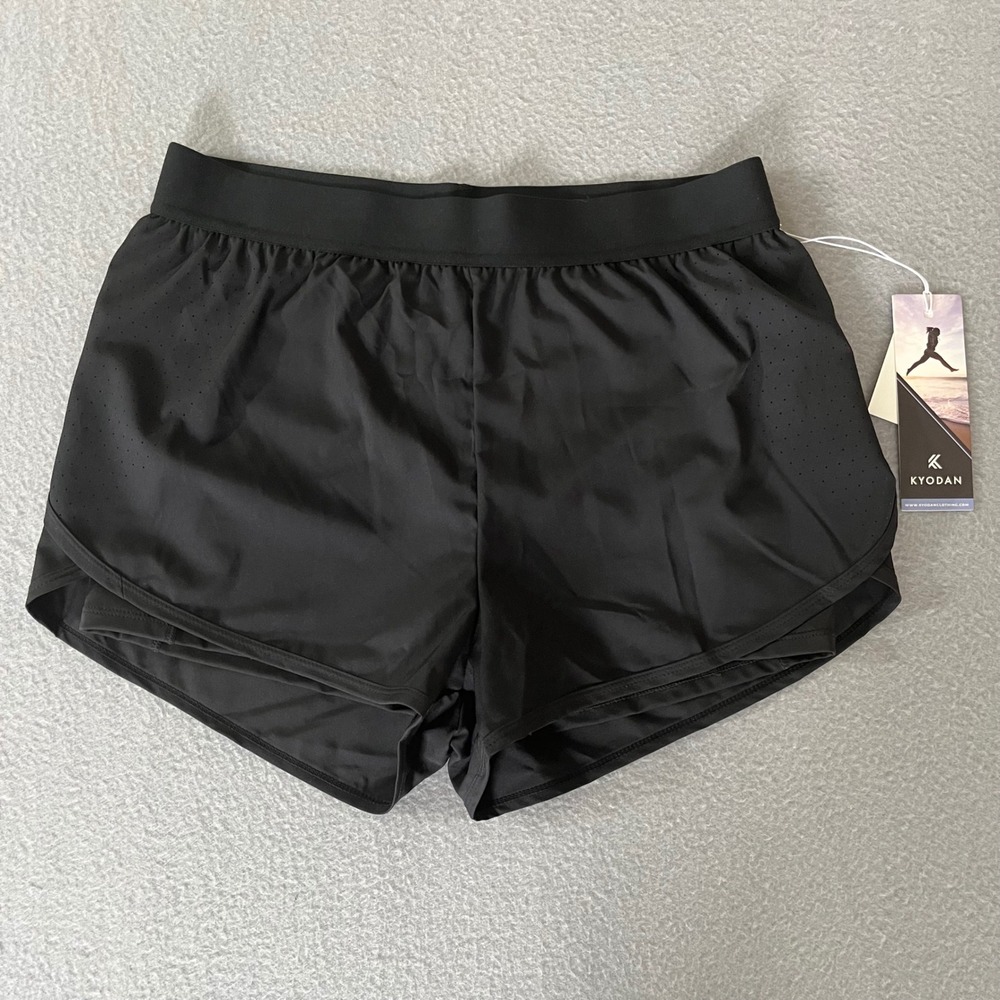 NWT Kyodan Active Ladies Run Athletic Short Black 2-in-1 Built-in Liner XL‎